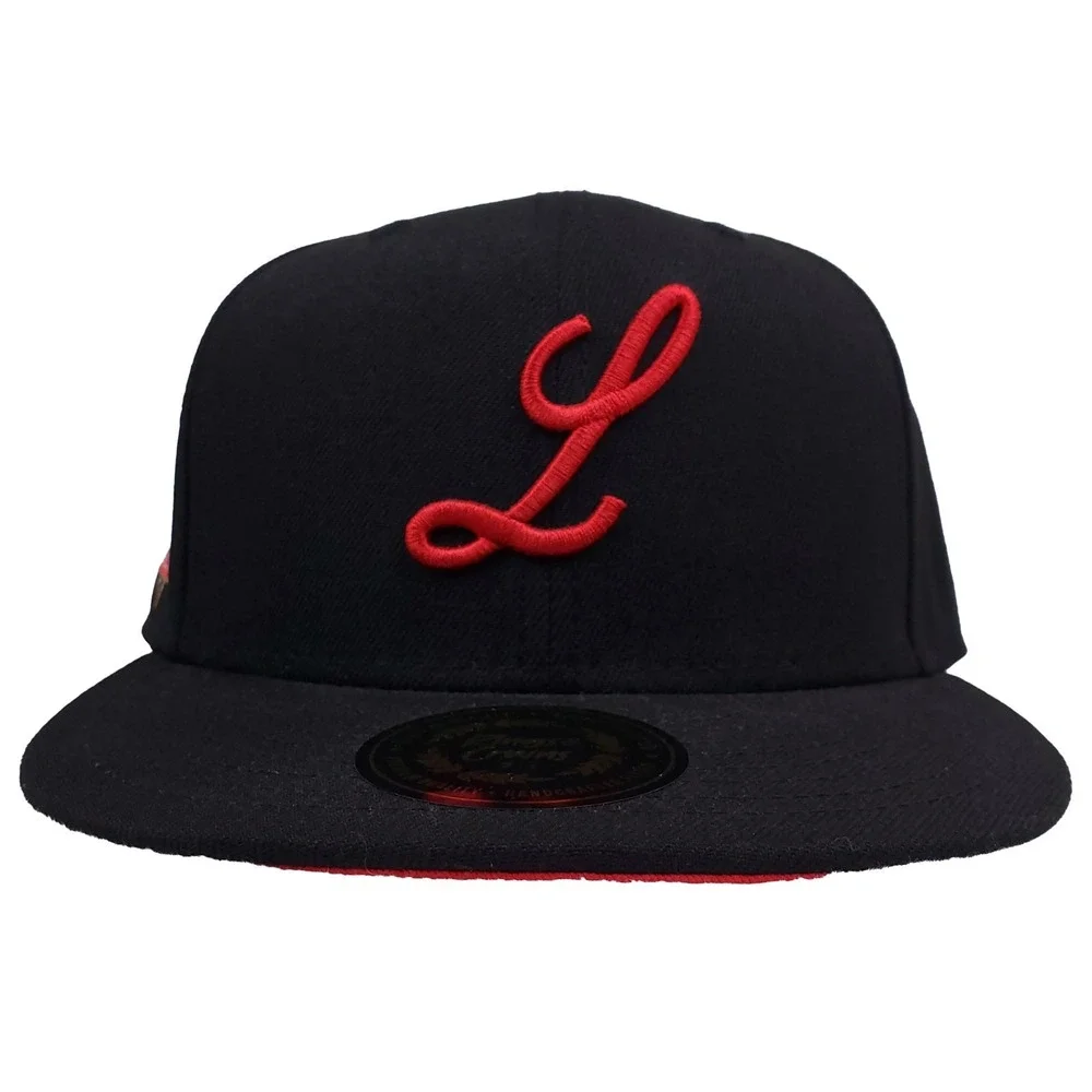 Louisville Black Caps Rings & Crowns NLB Fitted 7 1/2 Flatbill Hat Cap Black NWT